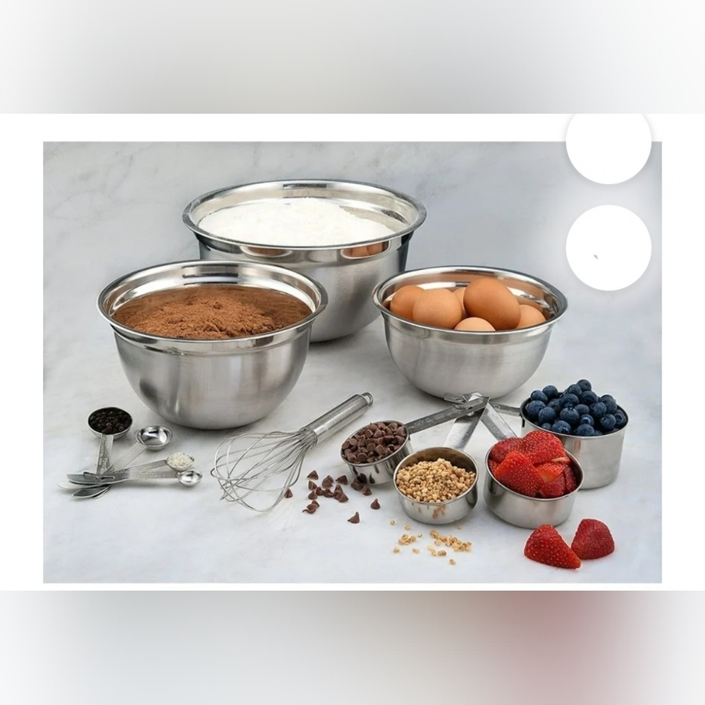 Estilo Mix & Measure Stainless Steel Measuring Cups, Mixing Bowls, Spoons/Set 12